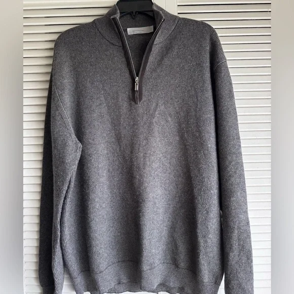 Ermenegildo Zegna Charcoal Zip-Up Sweater - Picture 6 of 6